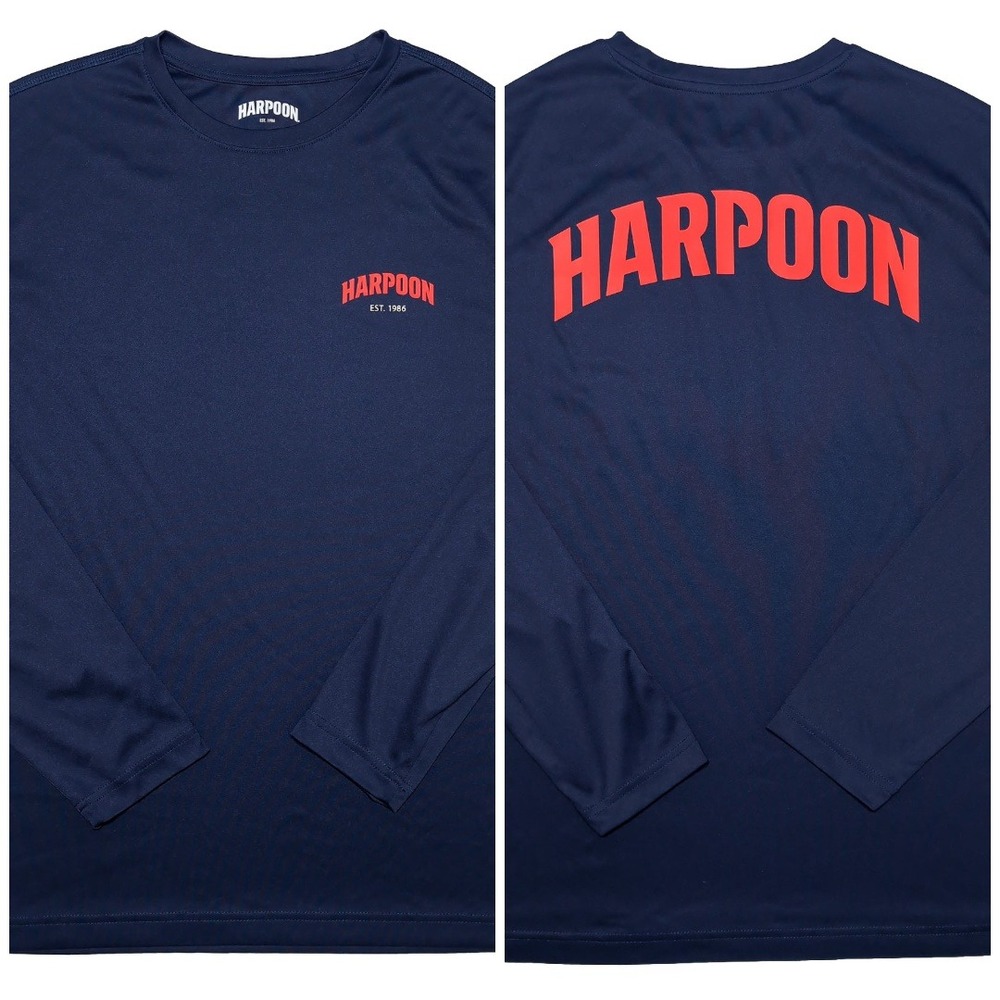 HARPOON Brewery Beer Performance Shirt Mens Large Blue Long Sleeve Logo